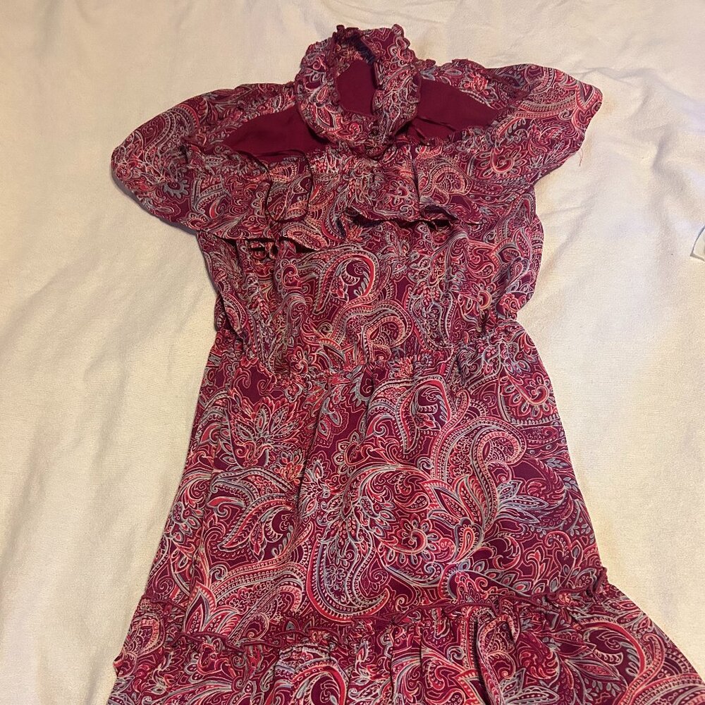 Designer pink floral sleeveless flowing mini dress